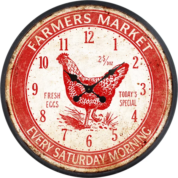 Yosemite Home Decor 5140021 Farmers Market Red Wall Clock
