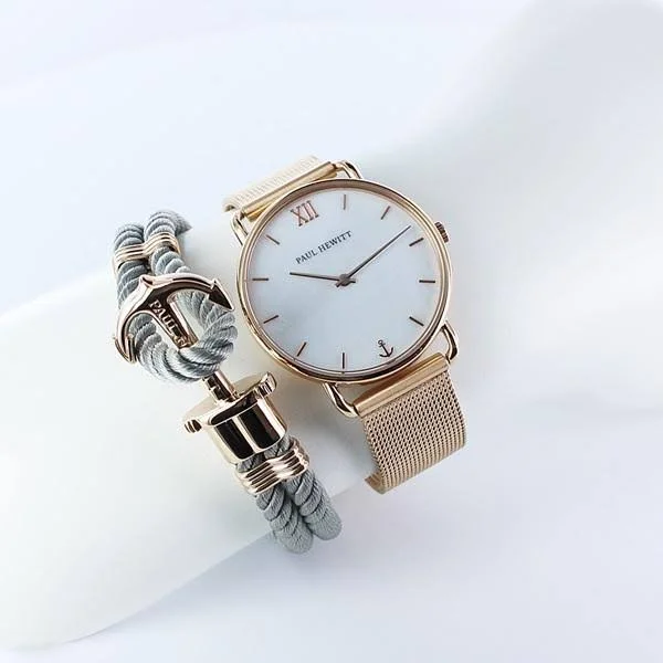 Paul Hewitt Phrep Nylon Rose Gold, Grey Bracelet - M