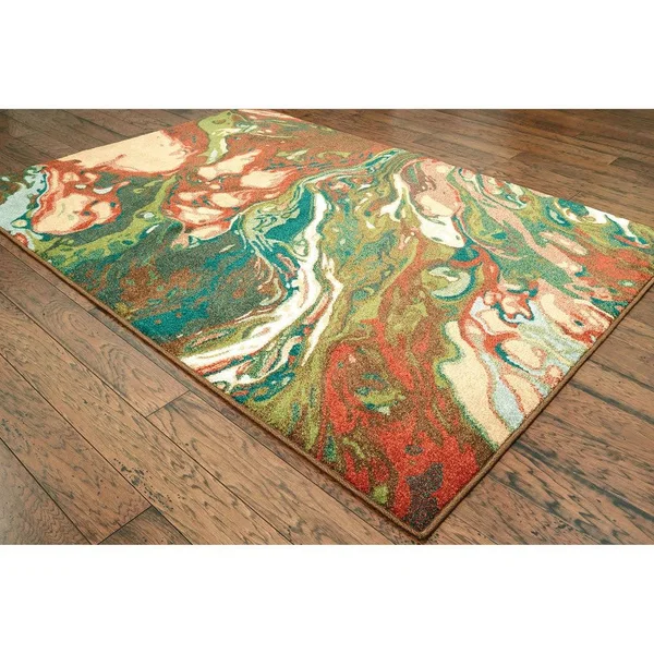 Style Haven Organic Abstract Rust/Teal Area Rug - 7&10x22 x 10&10x22 7&10x22x10&10x22
