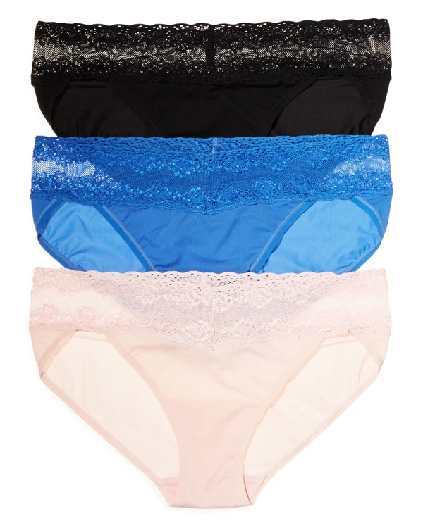 Natori Bliss Perfection One-Size V-kini 3 Pack - Black - Natori