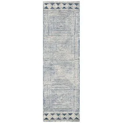 Cody Handmade Tufted Wool Ivory/Navy Area Rug Dakota Fields Rug Size: Runner 2&3x22 x 8&