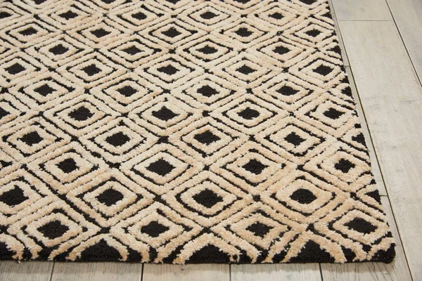 Nourison Deco Mod Dec02 5&3x22 x 7&4x22 Black, Beige Area Rug