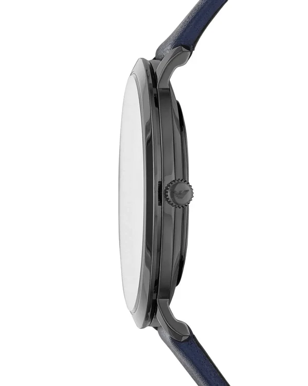 Emporio Armani AR11214 Slim Blue Leather Silver Dial Men's Watch