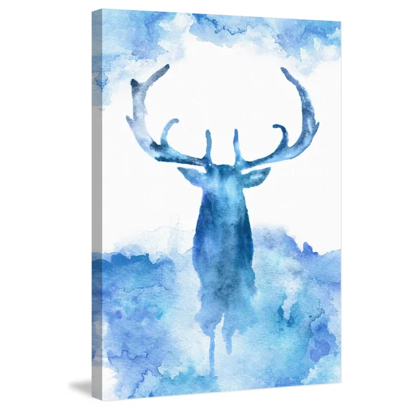 Marmont Hill - Blue Moose Painting Print on Wrapped Canvas - Blue