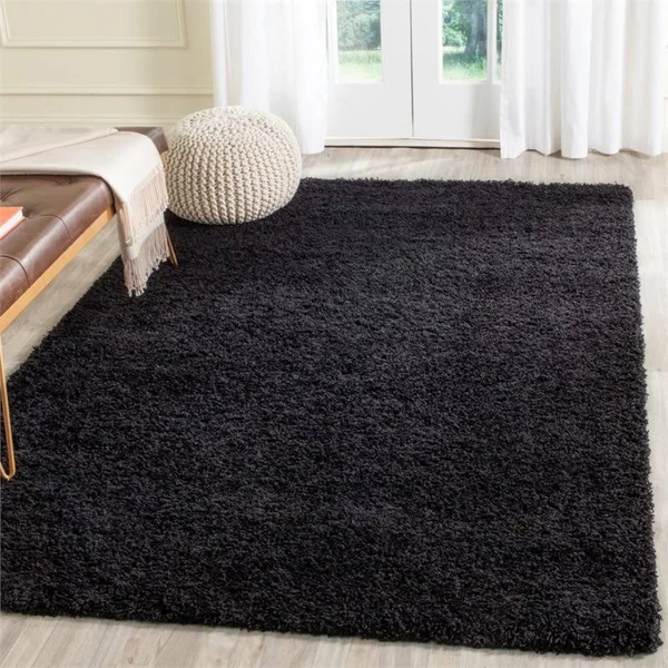 Hawthorne Collection 2&3x22 x 8& Power Loomed Polypropylene Rug in Black