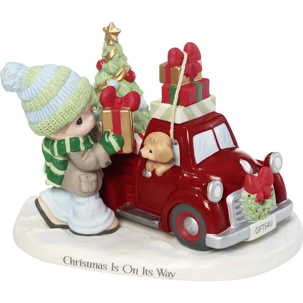 Precious Moments Christmas Is on Its Way - Red Truck Figurine