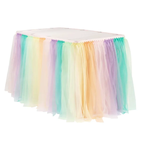 Tulle Tutu Table Skirt in Pastel Rainbow Size: 14 ft - Wedding, Event, Wholesale by CV Linens
