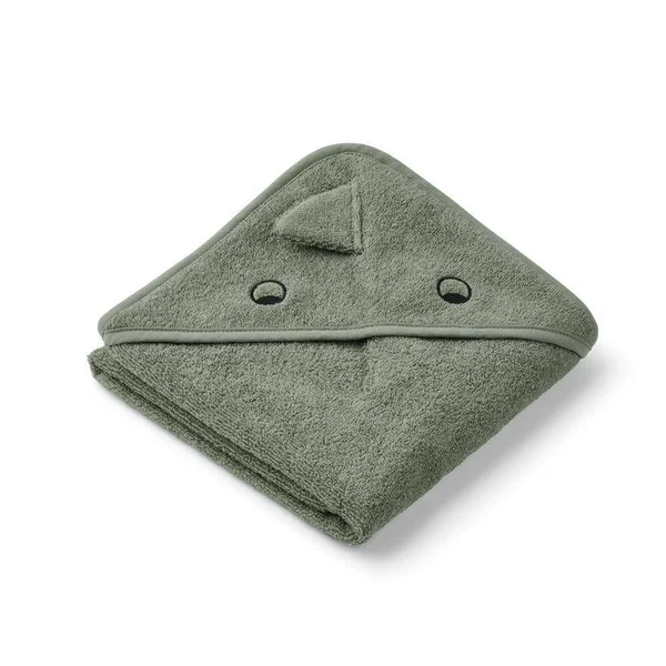 Liewood Albert Hooded Towel Dino/Faune - Kids - Towels and Capes - Green, 70 x 70 cm