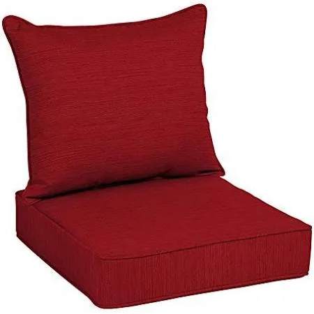 Allen + Roth 2-Piece Priscilla Stripe Red Deep Seat Patio Chair Cushion, Set of 2