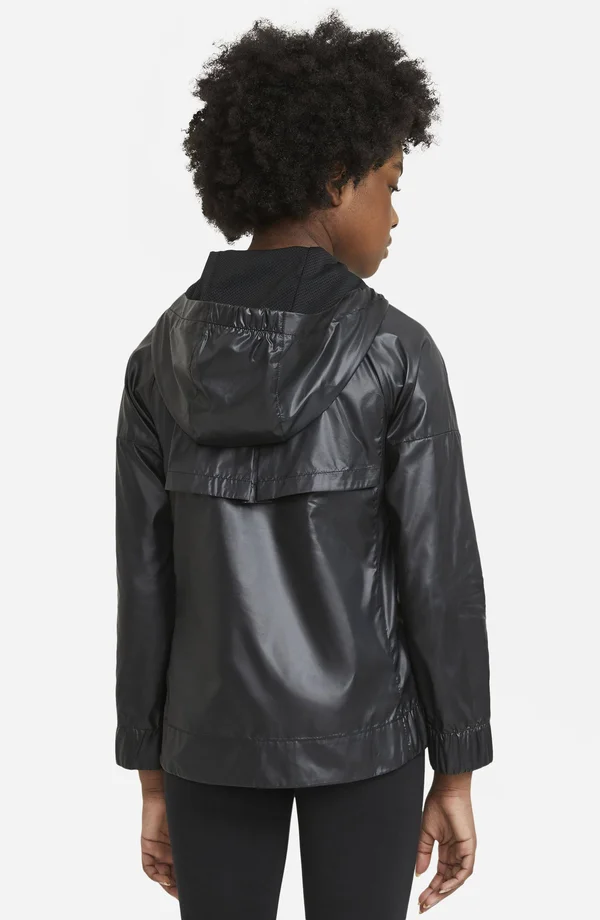 Nike Girls& Sportswear Windrunner Jacket in Black/Black Size Small, 100% Polyester