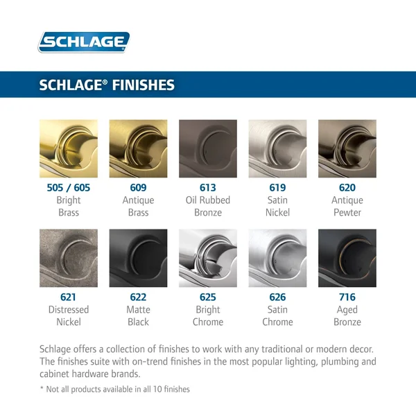 Schlage F51-FLA-ADD Flair Single Cylinder Keyed Entry Door Lever Set - Antique Pewter