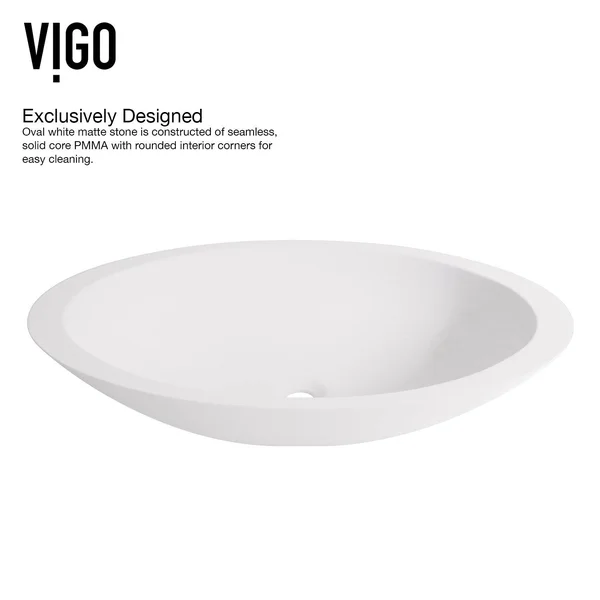 Vigo Wisteria Matte Stone Vessel Bathroom Sink Set with Norfolk Faucet VGT1283