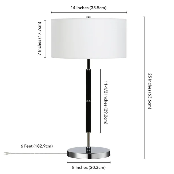 Simone Polished Nickel and Black Table Lamp - Silver
