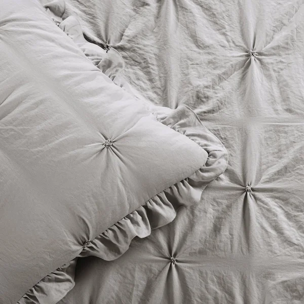 Lush Decor Ravello Pintuck Ruffle Skirt Bedspread Light Gray Set Queen