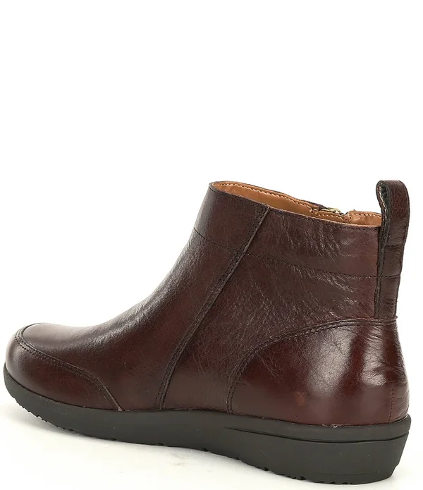Vionic Lois Womens Leather Round Toe Ankle Boots, Navy