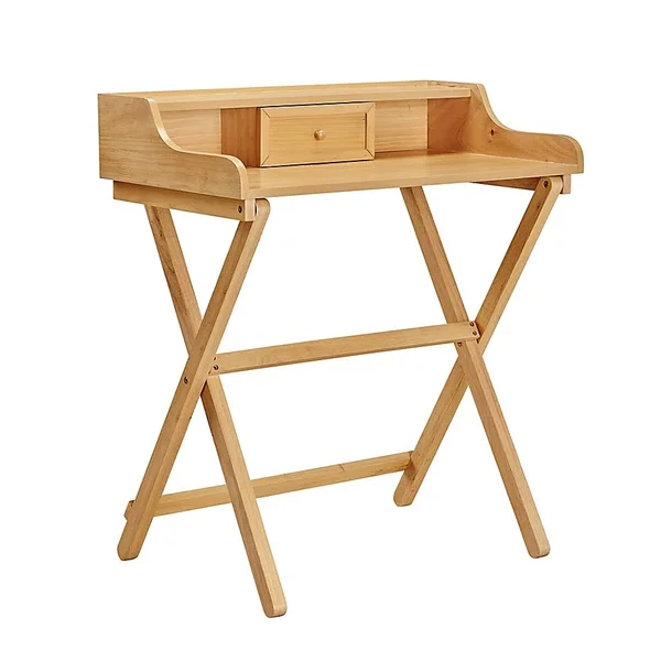 Linon Home Jackson 1-Drawer Folding Desk in Natural - Beige