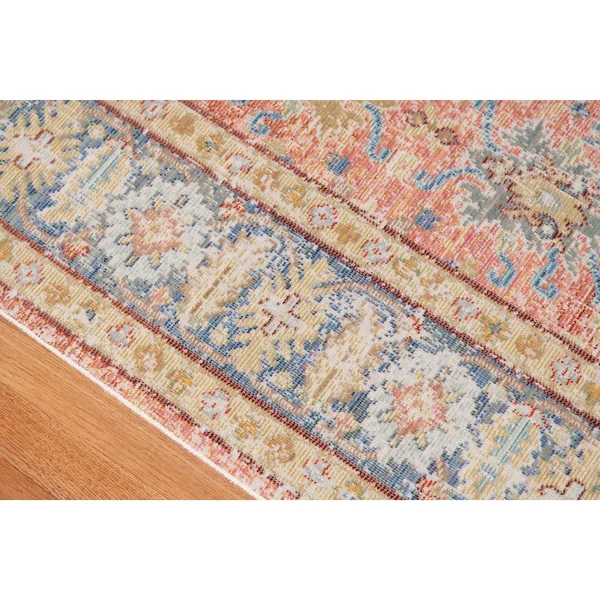 Porch & den Queens Vintage Bordered Area Rug - Blue/Pink 9& x 13&