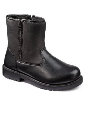 Haband Men's Thermal King Double-Zip Boots, Black, Size 10.5 EEE, 3E