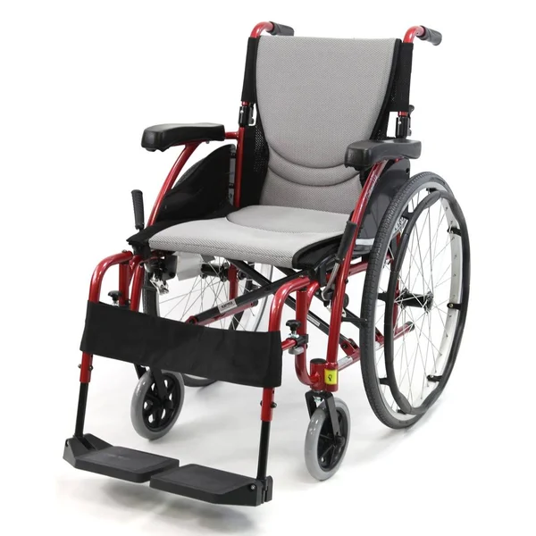 Karman S-Ergo 115 Ultra Lightweight Ergonomic Wheelchair 20x22 Seat - SWG Away Footrest, Quick Release Wheels, Silver