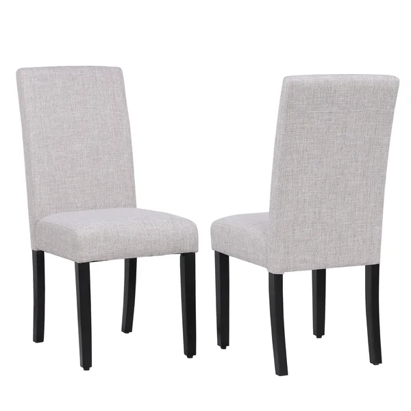 Upholstered Linen Fabric Dining Side Chair, Set of 2 - Open Gray