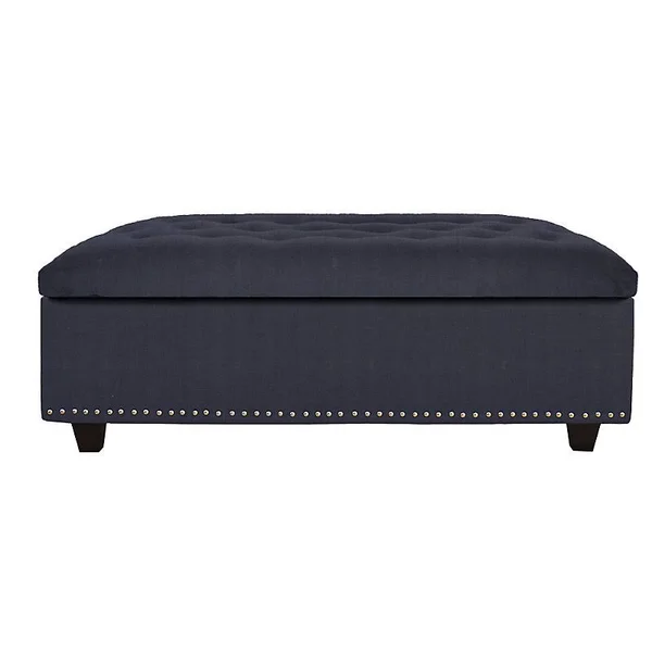 Sand Tufted Cocktail Ottoman PTM Fabric: Sand Azure Polyester Blend