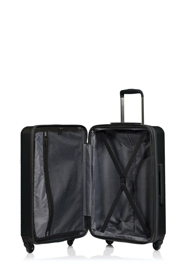 Champs 3-Piece Grid Hardside Luggage Set - Black