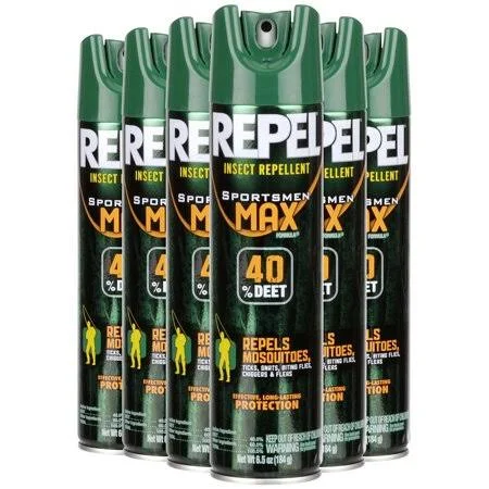 Repel Insect Repellent Sportsmen Max Formula 40% Deet, Aerosol, 6.5-Ounce (Pack of 6)