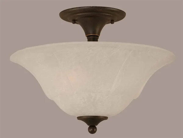 Toltec Lighting-121-DG-53615-Two Light Semi-Flush Mount Dark Granite Finish with White Marble Glass