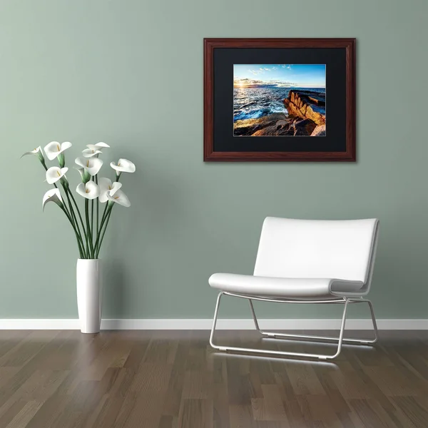 Trademark Art &Sunrise Over The Atlantic in Maine& by David Ayash Framed Photographic Print Size: 11x22 H x 14x22 W - Matte Color