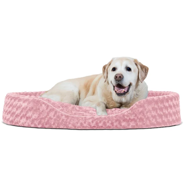 FurHaven Ultra Plush Oval Pet Bed - Jumbo - Strawberry