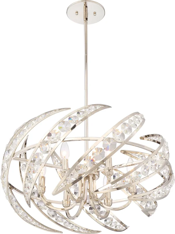 Quoizel 6 Light Crescent Pendant Polished Nickel