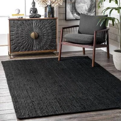 Bernyce Handmade Tufted Jute Black Area Rug Williston Forge Rug Size: Rectangle 6& x 9&