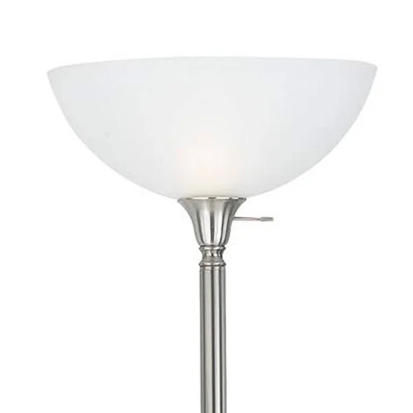 Benzara Metal Round Torchiere Lamp with Adjustable Shade - Silver