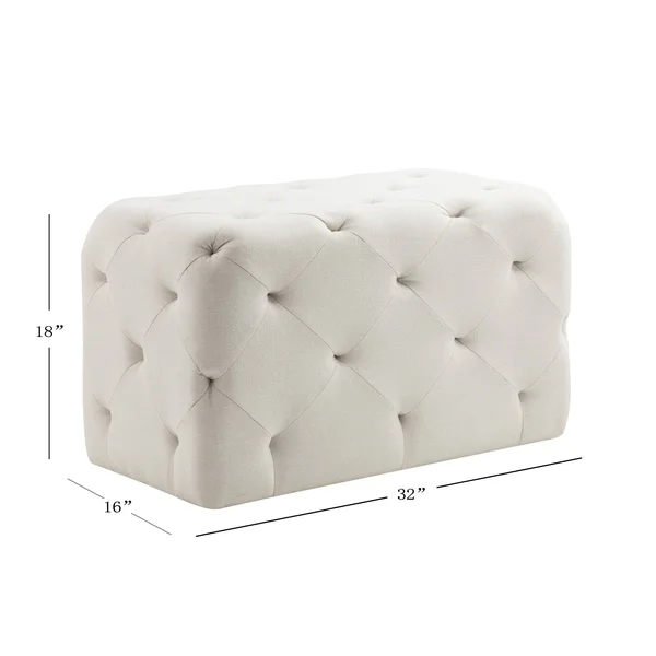 WOVENBYRD 32x22 Rectangle Pintucked Ottoman - Pink
