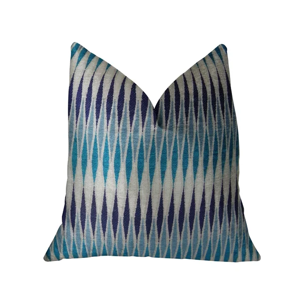 Plutus Brands Wavering Blues Navy Blue and White Handmade Luxury Pillow 20x22 x 26x22 Standard (PBRAZ322-2026-DP)