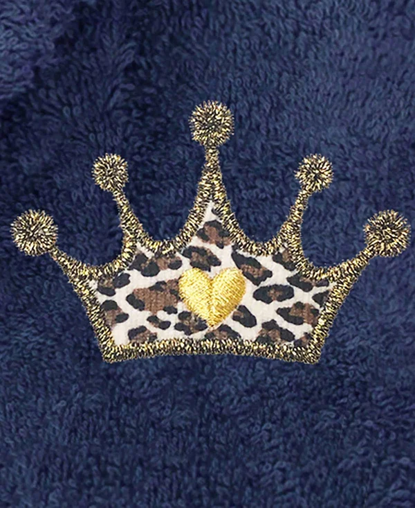 Linum Home Terry Embroidered Bathrobe - Size S/M - Navy at Nordstrom Rack