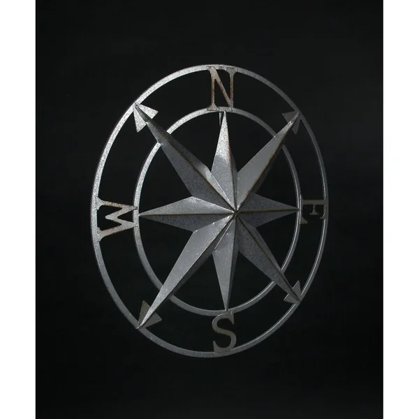 Galvanized Zinc Finish Compass Rose Wall Hanging 20.5 inch Diameter