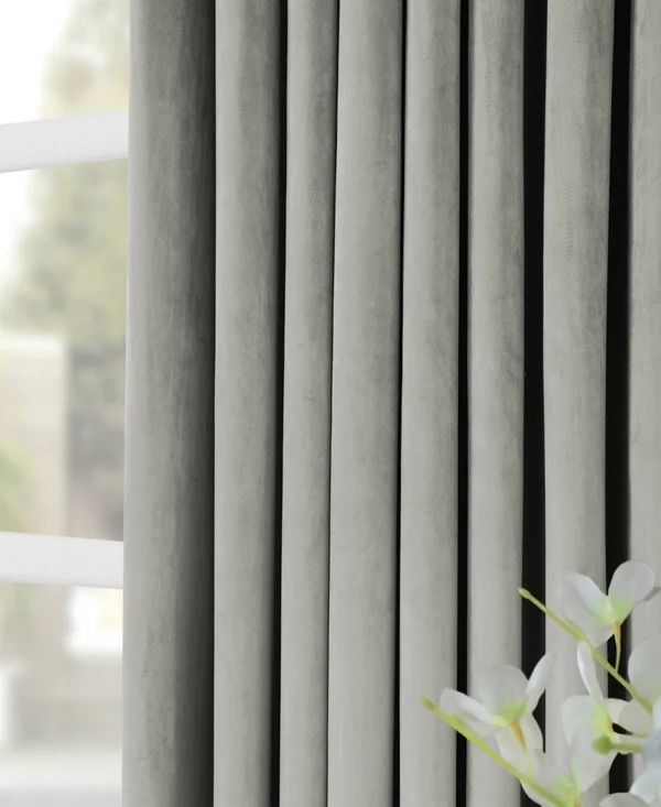 Exclusive Fabrics Signature Velvet Extra Wide Grommet Blackout Curtain - 100 x 120 - Silver Grey