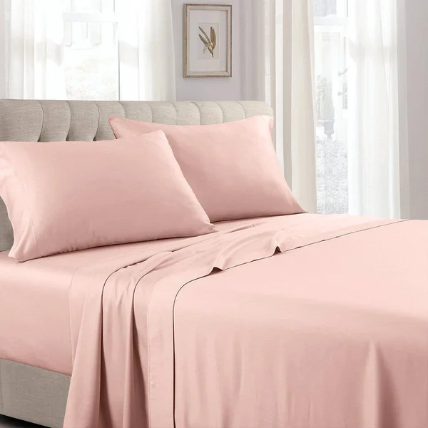 Soft Cotton Bed Sheets 600 TC Solid Sateen Full, Sea