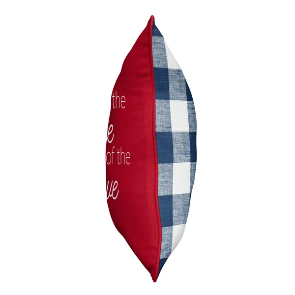 18x22 Red with White and Blue Check Home of The Free Decorative Square Pillow