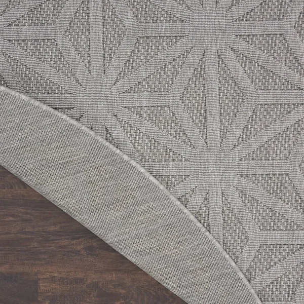 Nourison Palamos Bordered Light Grey 8& Round Area Rug, 7&10x22 x Round