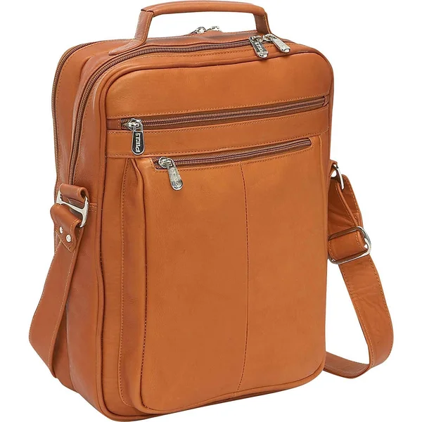 Piel Leather Laptop Shoulder Bag (saddle)
