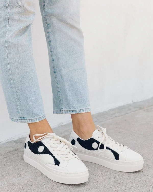 Yin Yang Platform Sneaker Coral - White, 9.5