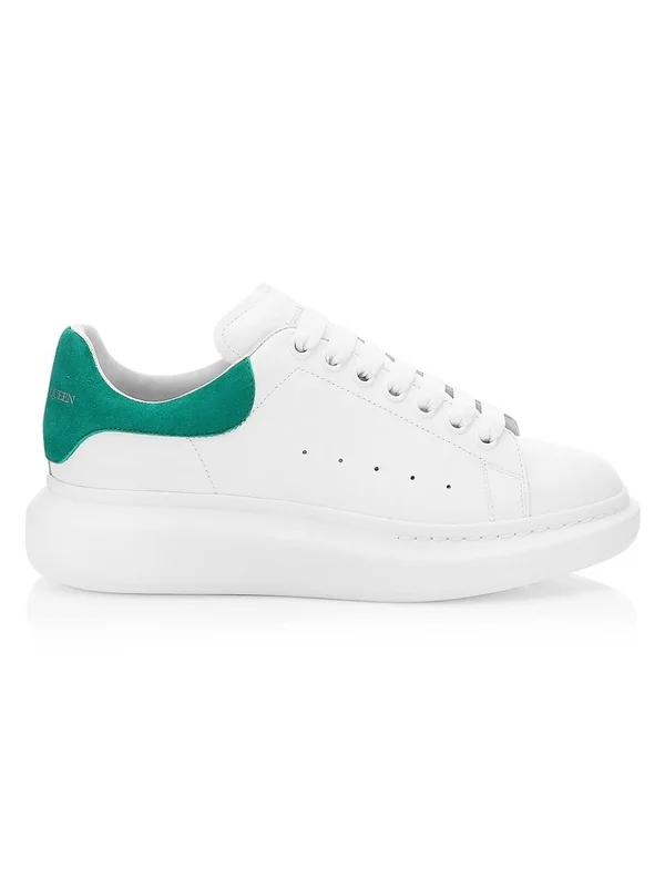 Alexander McQueen Men's Oversized Leather Low-top Sneakers, White/Grey, Men's, 11D, Sneakers & Trainers Low-top Sneakers