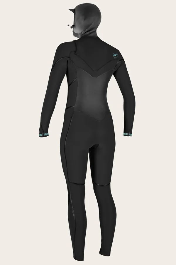 O&Neill Women's Psycho Tech 5.5/4+ Hooded Chest Zip Wetsuit - Black - 4