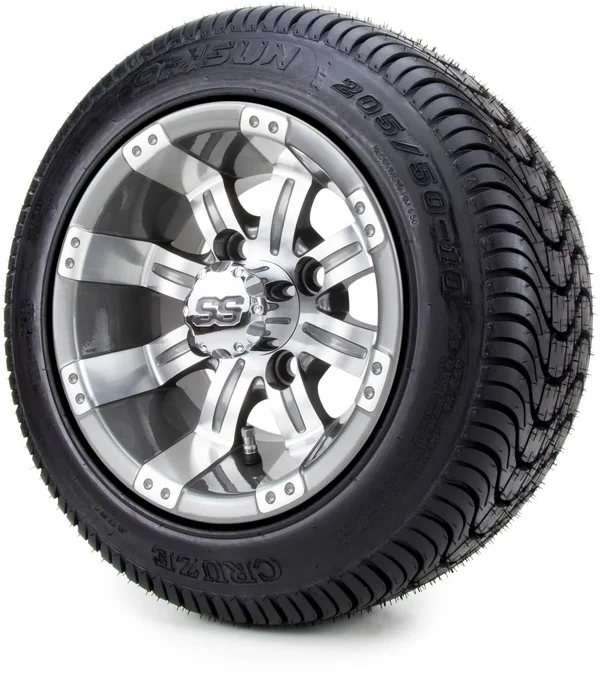 Golf Cart King 10x22 Tempest Gunmetal - Lowpro Tires and Wheels Combo