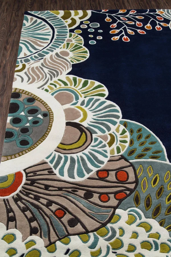 Momeni New Wave Area Rug, Navy, 5&9x22 x 5&9x22 Round