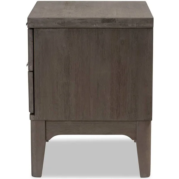 Baxton Studio Nash 2 Drawer Nightstand in Platinum Gray