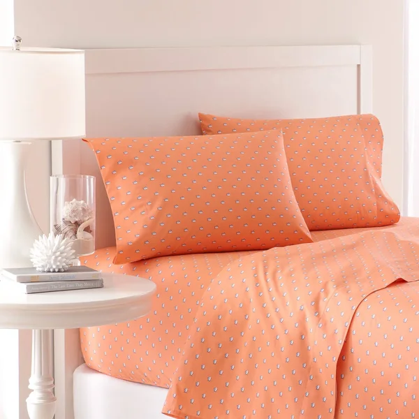 Southern Tide Printed Skipjack Cotton Sheet Set, Coral, Queen