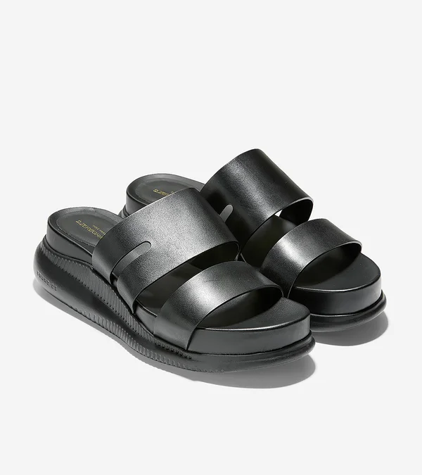 Cole Haan 2.Zerogrand Slotted Slide Sandal Black Leather/Black - Women's, Size: 7